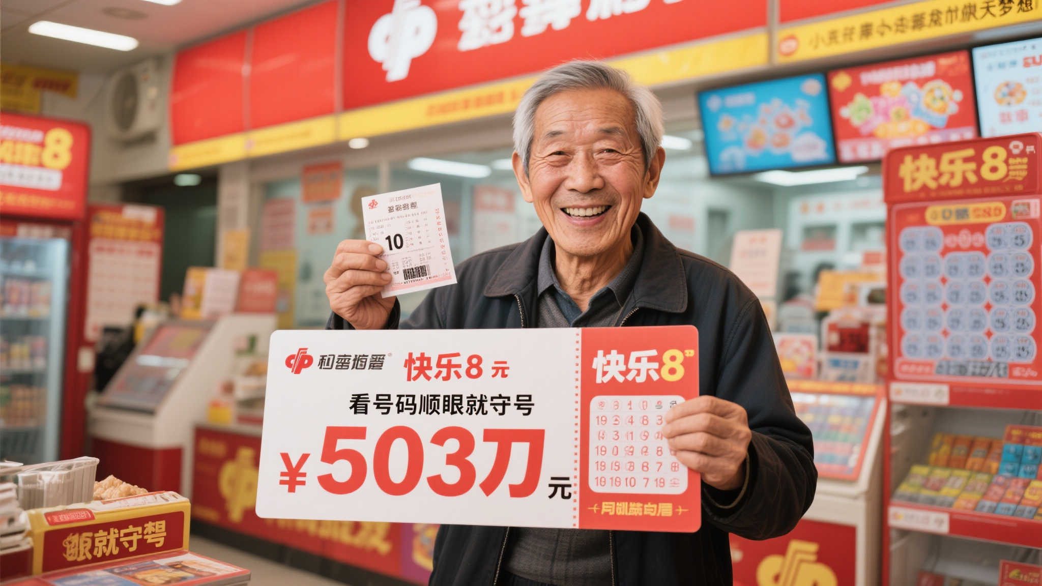 老彩民10元击中快乐8游戏503万大奖，顺眼号码守出好运